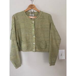 Cotelac French designer lightweight knit cardigan green cotton paper sz 1/ US 6